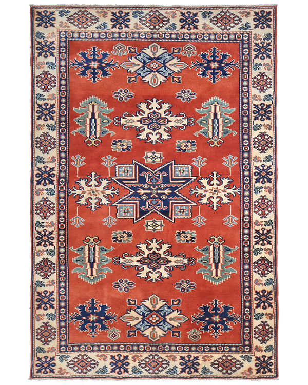 Red 3x5 Ft Shirvan Geometric Afghan Hand Knotted Wool Area Rug