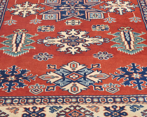 Red 3x5 Ft Shirvan Geometric Afghan Hand Knotted Wool Area Rug