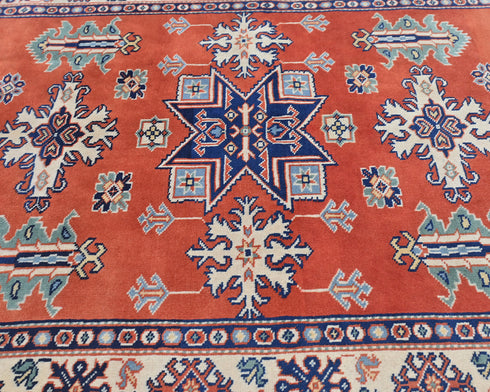 Red 3x5 Ft Shirvan Geometric Afghan Hand Knotted Wool Area Rug