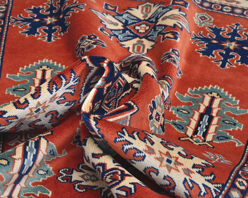 Red 3x5 Ft Shirvan Geometric Afghan Hand Knotted Wool Area Rug