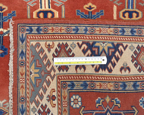 4x6 Ft Red Shirvan Afghan Hand Knotted Geometric Wool Area Rug