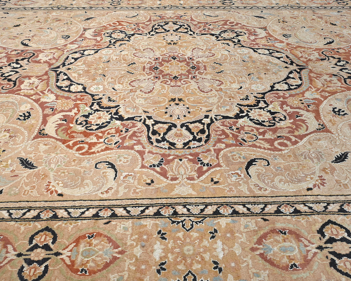 Alfombra de lana anudada a mano, estilo persa oriental, color óxido, 8 x 10
