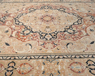 Alfombra de lana anudada a mano, estilo persa oriental, color óxido, 8 x 10