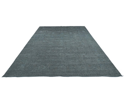 10x14 Gray Over Dye Chobi Afghan Hand Knotted Wool Area Rug