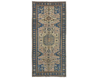 7 Ft Vintage Brown Persian Style Hand Knotted Low Pile Wool Runner Rug