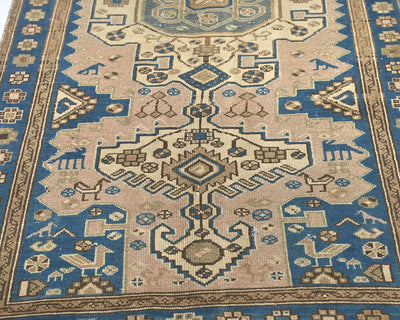 7 Ft Vintage Brown Persian Style Hand Knotted Low Pile Wool Runner Rug