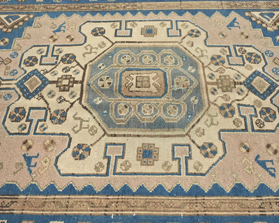 7 Ft Vintage Brown Persian Style Hand Knotted Low Pile Wool Runner Rug