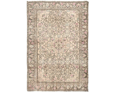 5x7 Vintage Brown Persian Style Hand Knotted Low Pile Wool Area Rug