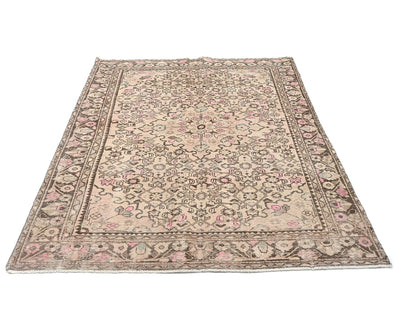 5x7 Vintage Brown Persian Style Hand Knotted Low Pile Wool Area Rug