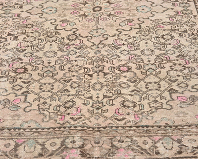 5x7 Vintage Brown Persian Style Hand Knotted Low Pile Wool Area Rug