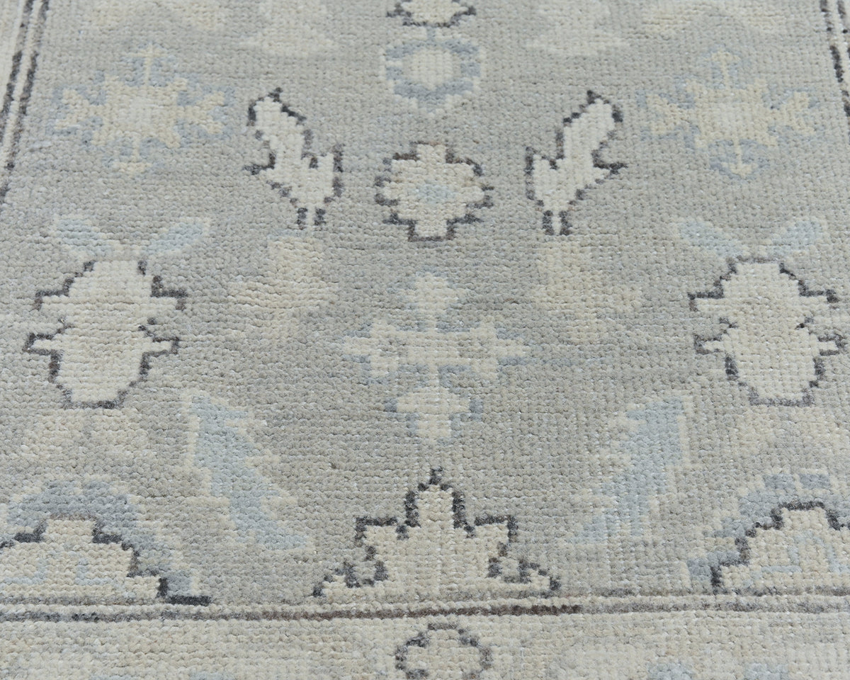 6 Ft Oushak Silver Gray Turkish Hand Knotted Traditional Soft Wool Runner Rug