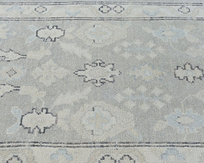 6 Ft Oushak Silver Gray Turkish Hand Knotted Traditional Soft Wool Runner Rug