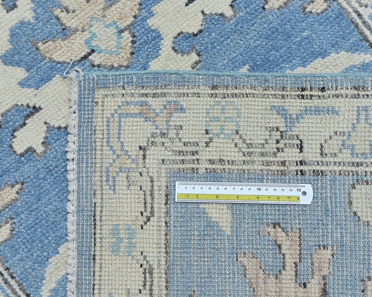 Blue 12 Ft Oushak Turkish Hand Knotted Traditional Soft Wool Runner Rug