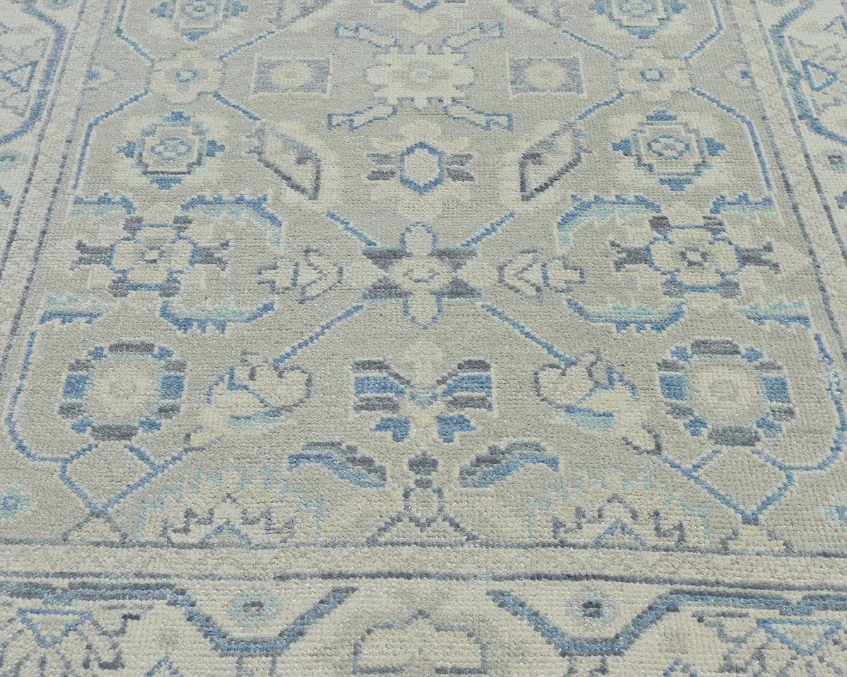 Gray Oushak 4x6 Ft Turkish Hand Knotted Traditional Soft Wool Area Rug
