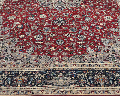 Alfombra de lana anudada a mano, estilo persa oriental, floral, color rojo, 6x9