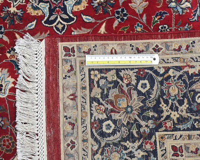 Alfombra de lana anudada a mano, estilo persa oriental, floral, color rojo, 6x9