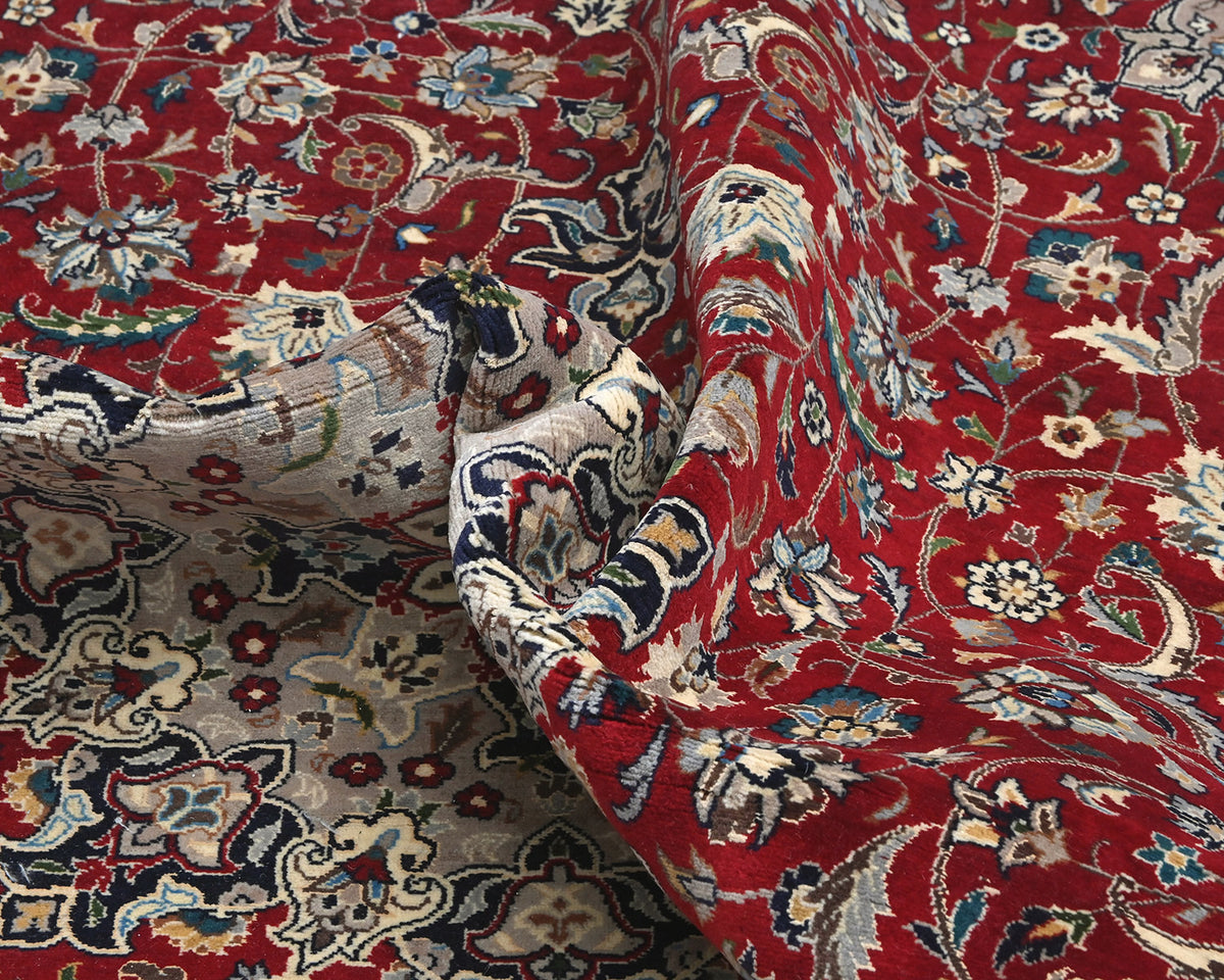 Alfombra de lana anudada a mano, estilo persa oriental, floral, color rojo, 6x9