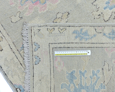 8 Ft Silver Gray Oushak Turkish Hand Knotted Traditional Soft Wool Runner Rug