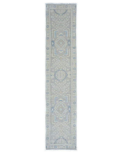 3x12 Ft Gray Oushak Turkish Hand Knotted Traditional Soft Wool Runners
