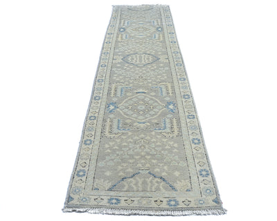 3x12 Ft Gray Oushak Turkish Hand Knotted Traditional Soft Wool Runners