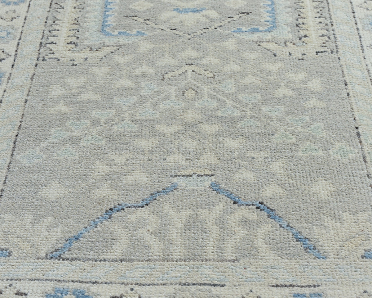 3x12 Ft Gray Oushak Turkish Hand Knotted Traditional Soft Wool Runners