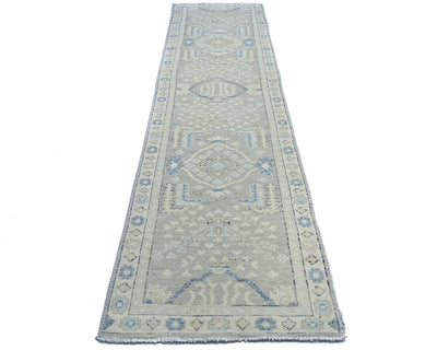 12 Ft Gray Oushak Turkish Hand Knotted Traditional Soft Wool Runner Rug