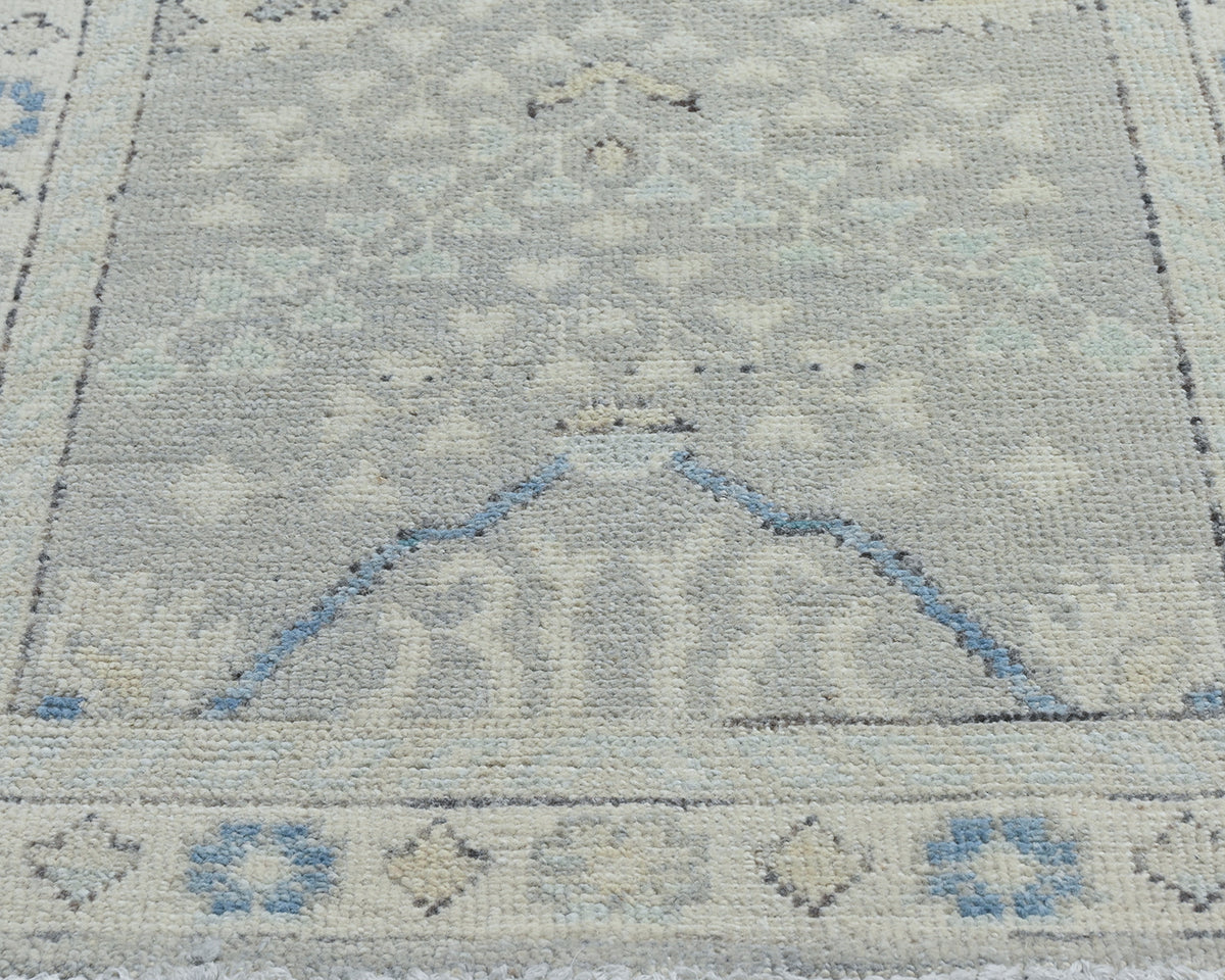 12 Ft Gray Oushak Turkish Hand Knotted Traditional Soft Wool Runner Rug