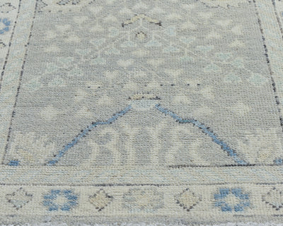 12 Ft Gray Oushak Turkish Hand Knotted Traditional Soft Wool Runner Rug