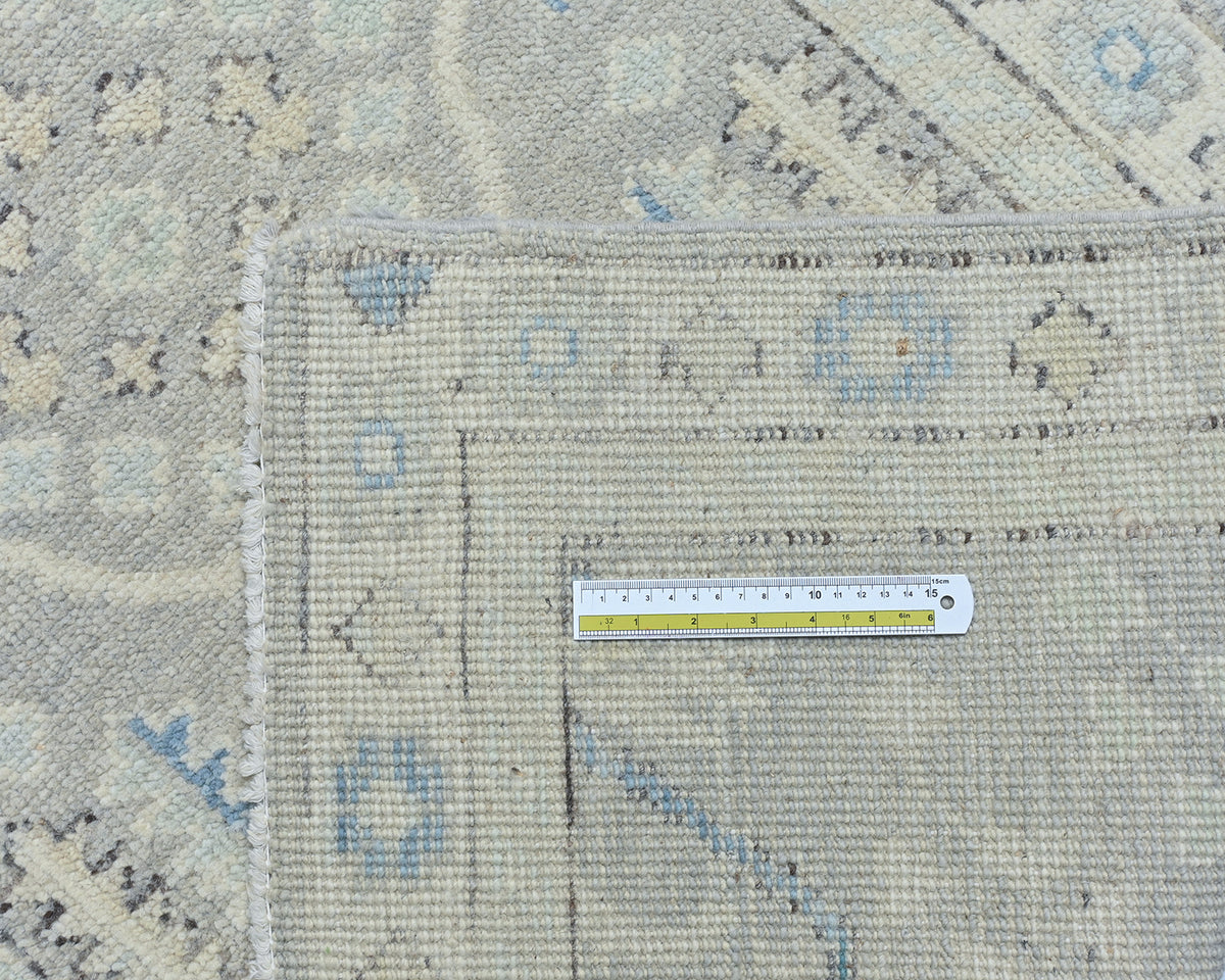 12 Ft Gray Oushak Turkish Hand Knotted Traditional Soft Wool Runner Rug