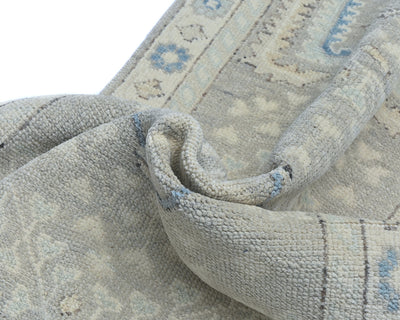 12 Ft Gray Oushak Turkish Hand Knotted Traditional Soft Wool Runner Rug