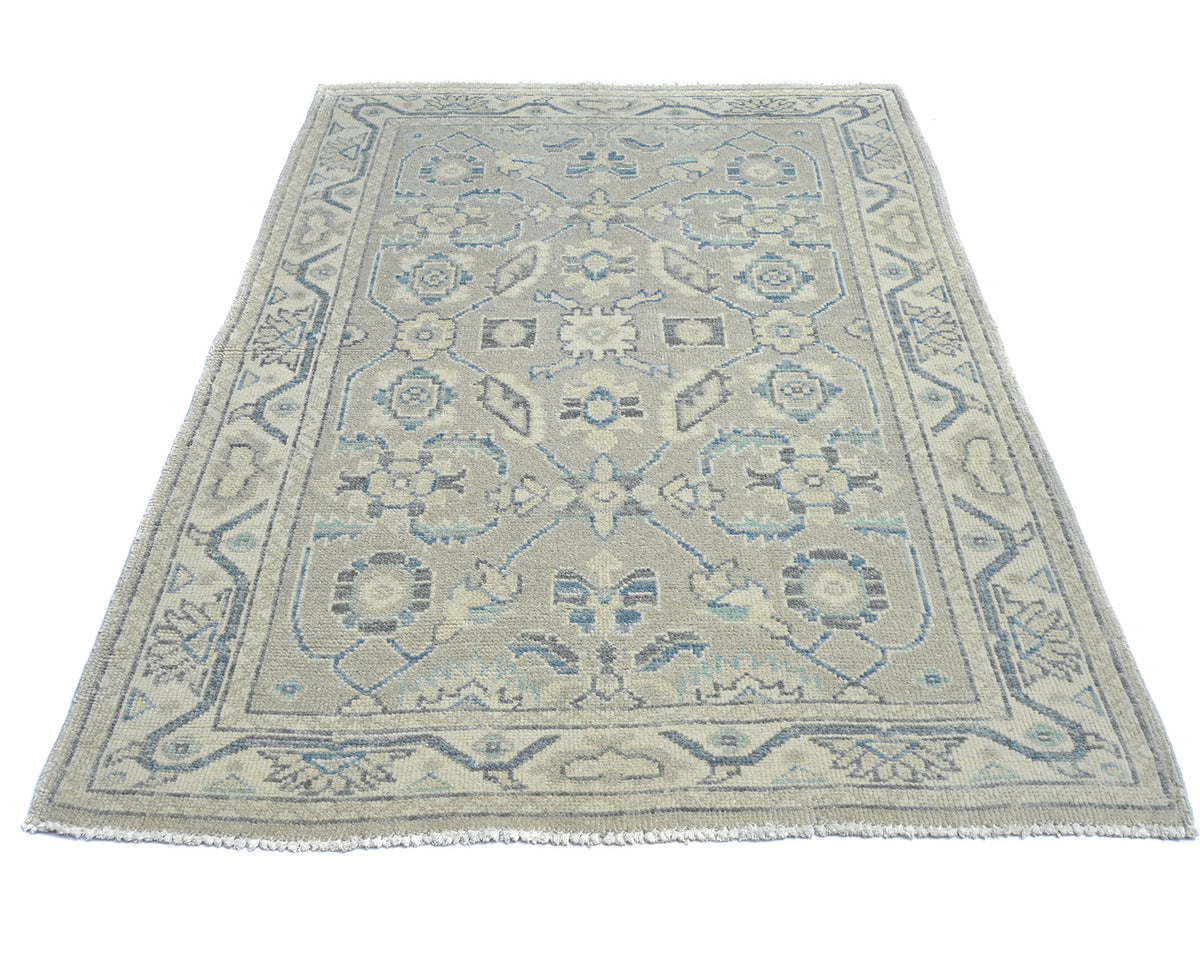 Traditional Oushak 4x6 Taupe Gray Turkish Handmade Veg Dye Wool Area Rug