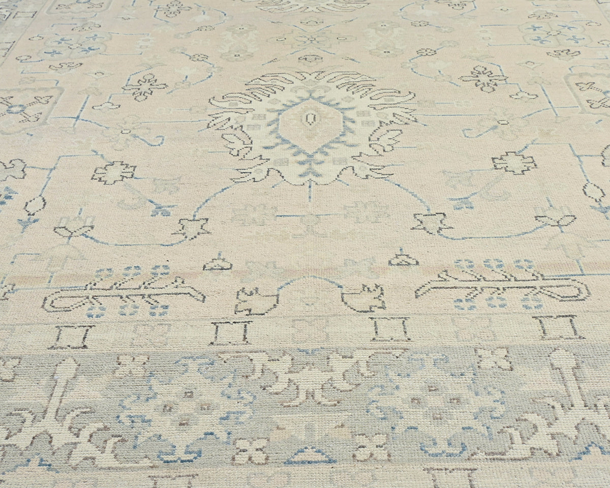 Muted Brown 9x12 Oushak Turkish Hand Knotted Traditional Soft Wool Area Rug