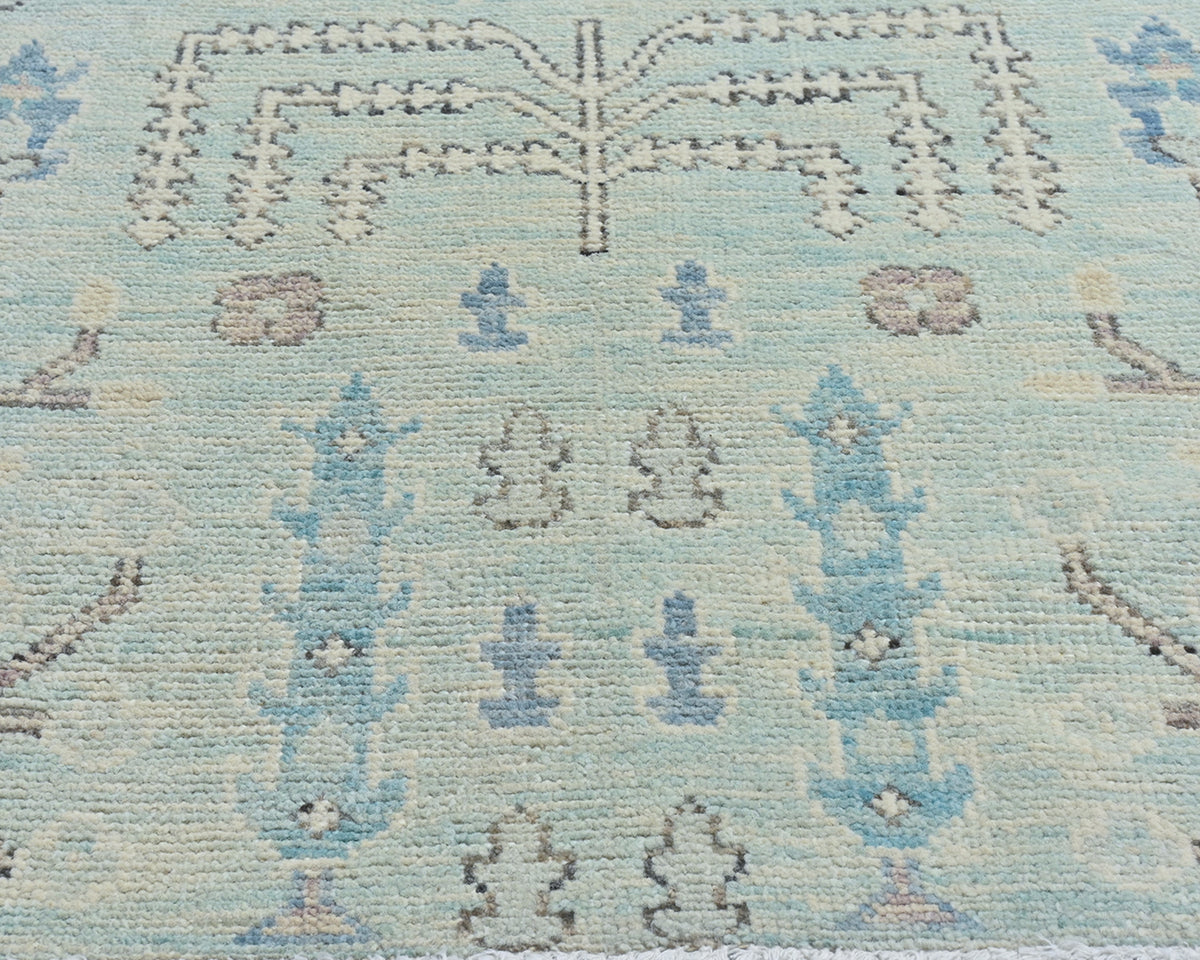 12 Ft Soft Blue Bakshaish Persian Style Afghan Hand Knotted Traditional Soft Wool Runner Rug