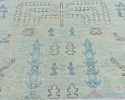 12 Ft Soft Blue Bakshaish Persian Style Afghan Hand Knotted Traditional Soft Wool Runner Rug