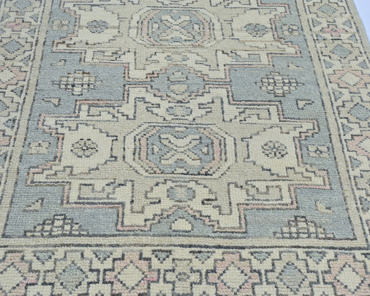 Gray 3x5 Oushak Turkish Hand Knotted Geometric Soft Wool Area Rug