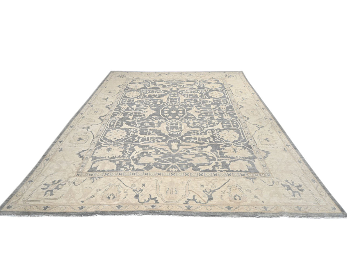 12x14 Ziegler Gray Afghan Hand Knotted Wool Area Rug