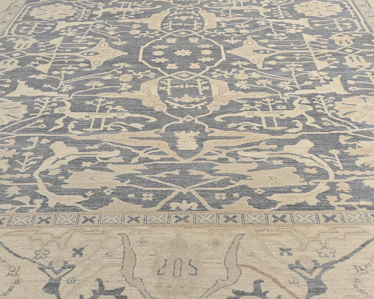 12x14 Ziegler Gray Afghan Hand Knotted Wool Area Rug