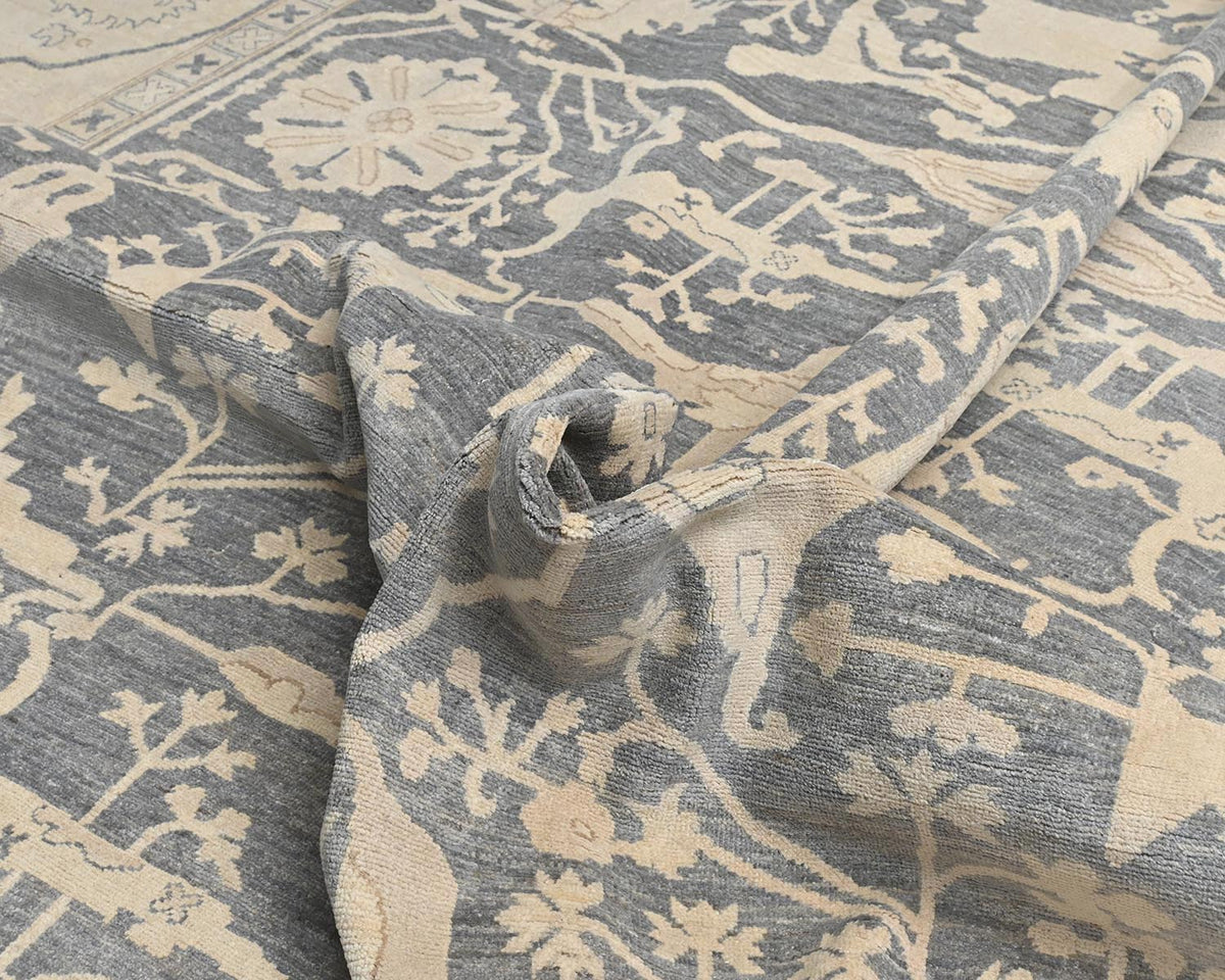 12x14 Ziegler Gray Afghan Hand Knotted Wool Area Rug