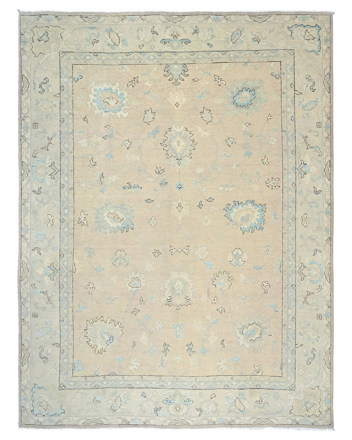 9x12 Soft Brown Oushak Turkish Handmade Traditional Soft Wool Area Rug