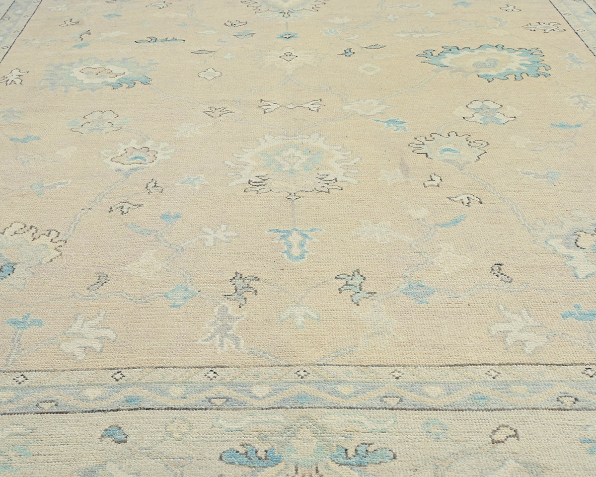 9x12 Soft Brown Oushak Turkish Handmade Traditional Soft Wool Area Rug