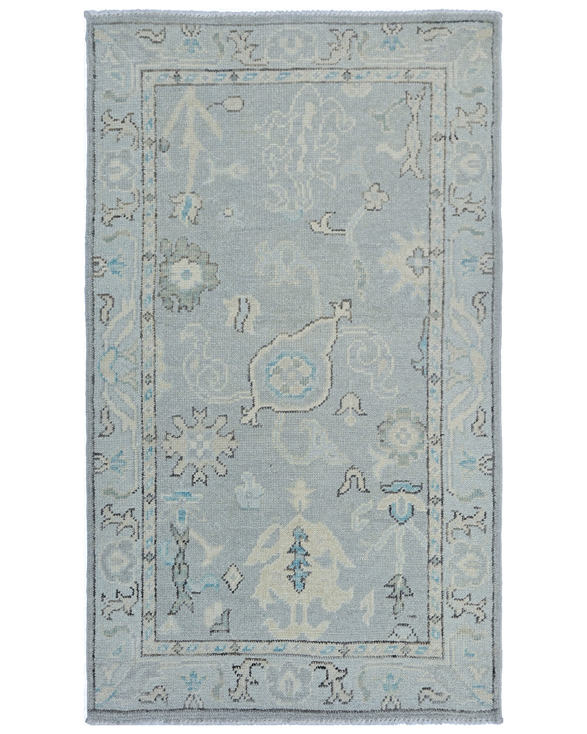 3x5 Ft Gray Oushak Turkish Handmade Traditional Soft Wool Area Rug