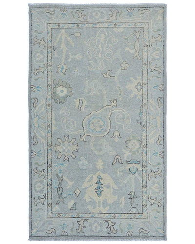 3x5 Ft Gray Oushak Turkish Handmade Traditional Soft Wool Area Rug