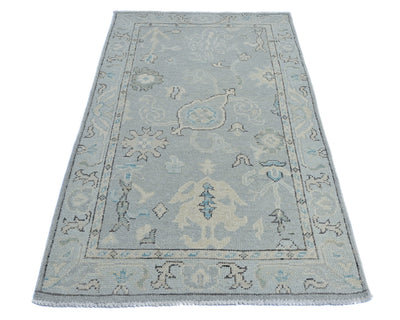 3x5 Ft Gray Oushak Turkish Handmade Traditional Soft Wool Area Rug