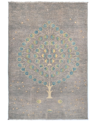 Alfombra afgana Kuba de lana anudada a mano, color gris, de 3 x 4 pulgadas