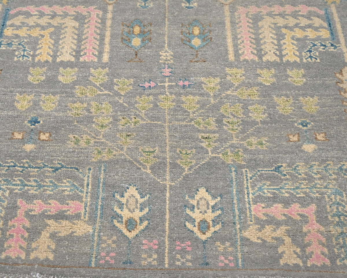 3x4 Gray Kuba Afghan Hand Knotted Wool Area Rug