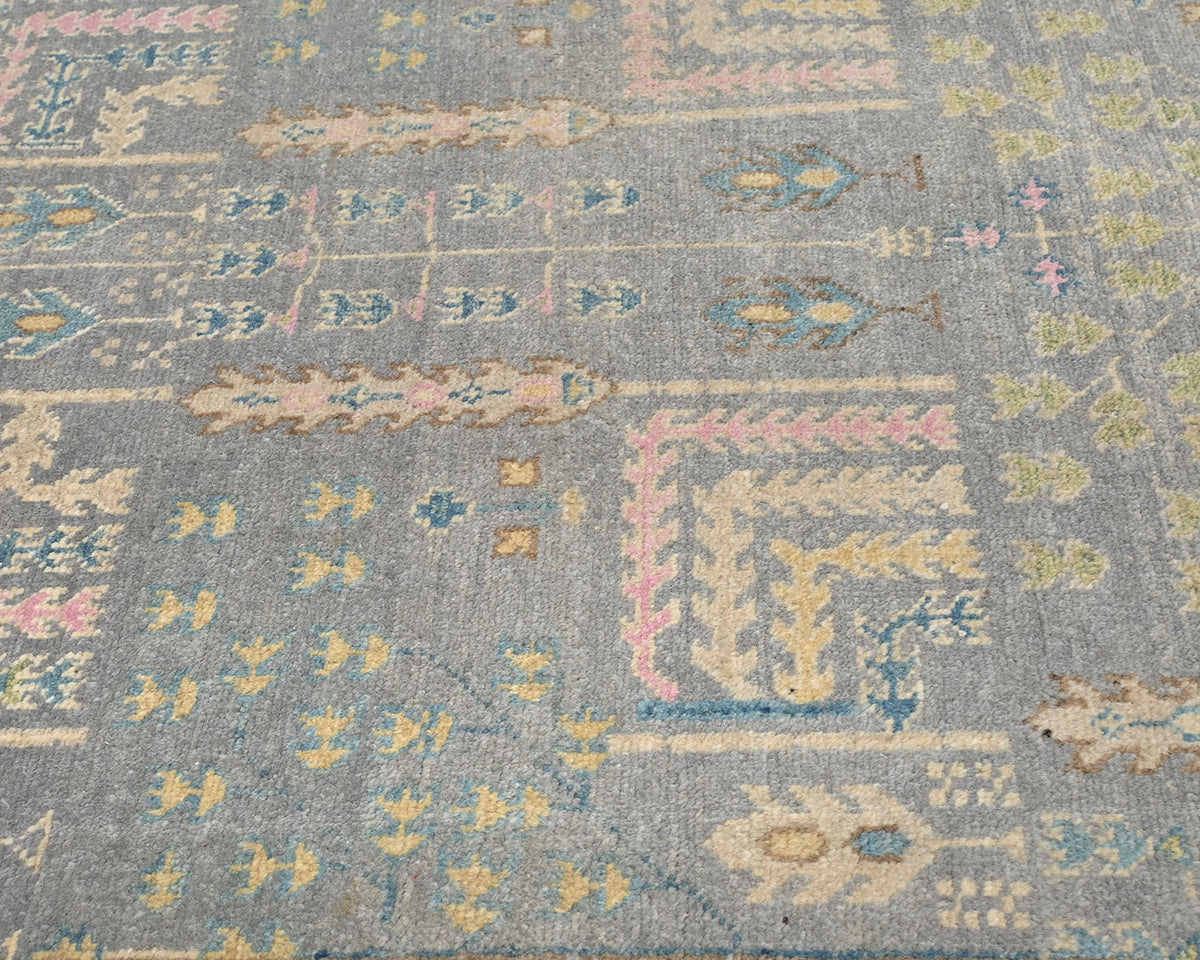 3x4 Gray Kuba Afghan Hand Knotted Wool Area Rug