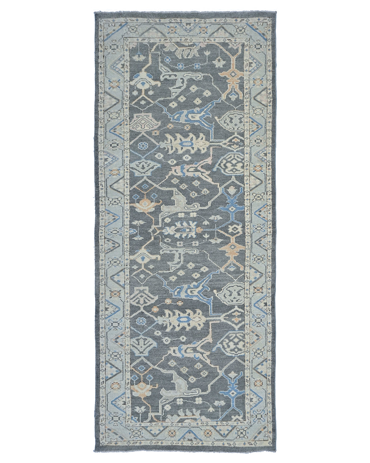 4x10 Ft gray Oushak Turkish Hand Knotted Traditional Runner Rug