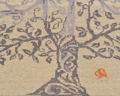 Alfombra afgana Kuba beige de lana anudada a mano de 3x4
