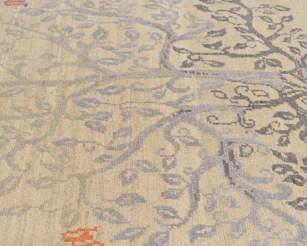 3x4 Beige Kuba Afghan Hand Knotted Wool Area Rug