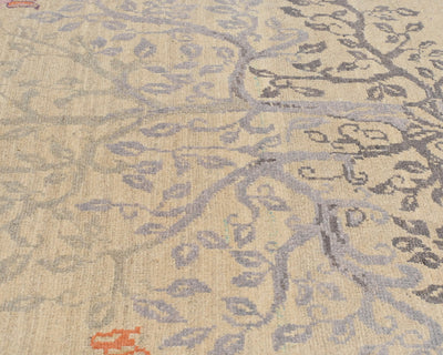 Alfombra afgana Kuba beige de lana anudada a mano de 3x4